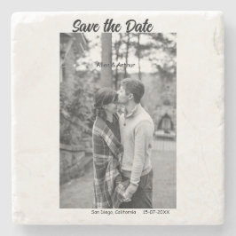 白黒保存日付QR追加ウェブサイト名の写真 ストーンコースター