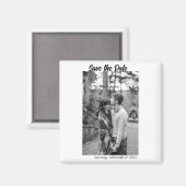 白黒保存日付QR追加ウェブサイト名の写真 マグネット (正面/裏面)