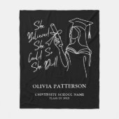 白黒信じが卒業できた フリースブランケット (正面)