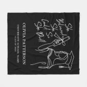 白黒信じが卒業できた フリースブランケット (正面(横))