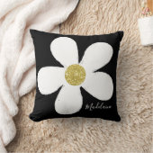 白黒個人シンプルデイジーパターン金ゴールド クッション (ブランケット)