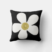 白黒個人シンプルデイジー金ゴールド クッション (裏面)