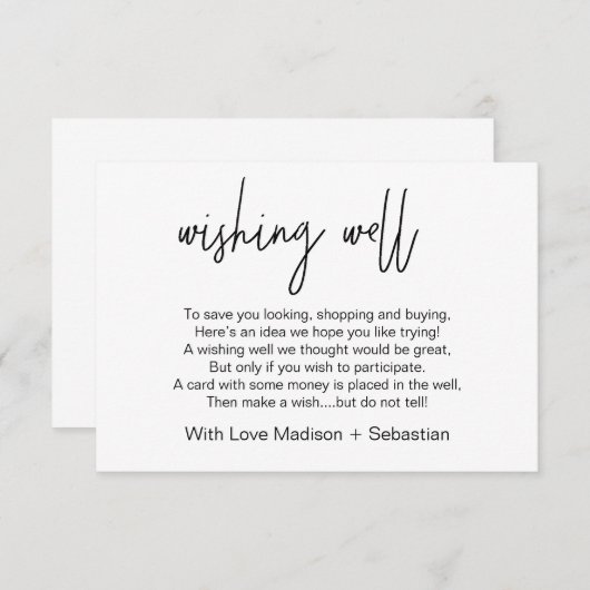 白黒健康なカードを望むモダンな結婚式 出欠カード (正面/裏面)