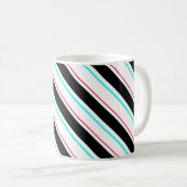 白黒傾斜レジメンストライプタル線 コーヒーマグカップ (正面右)