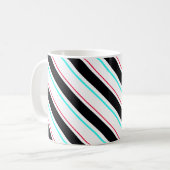 白黒傾斜レジメンストライプタル線 コーヒーマグカップ (正面左)