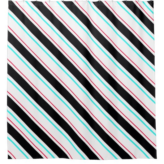 白黒傾斜レジメンストライプタル線 シャワーカーテン (正面)