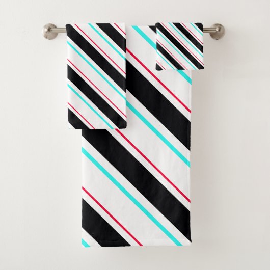 白黒傾斜レジメンストライプタル線 バスタオルセット (インサイチュ)