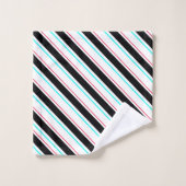 白黒傾斜レジメンストライプタル線 バスタオルセット (ウォッシュタオル)