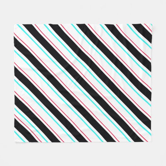 白黒傾斜レジメンストライプタル線 フリースブランケット (正面(横))