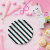 白黒傾斜レジメンストライプタル線 ペーパープレート (パーティー)