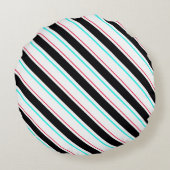 白黒傾斜レジメンストライプタル線 ラウンドクッション (裏面)