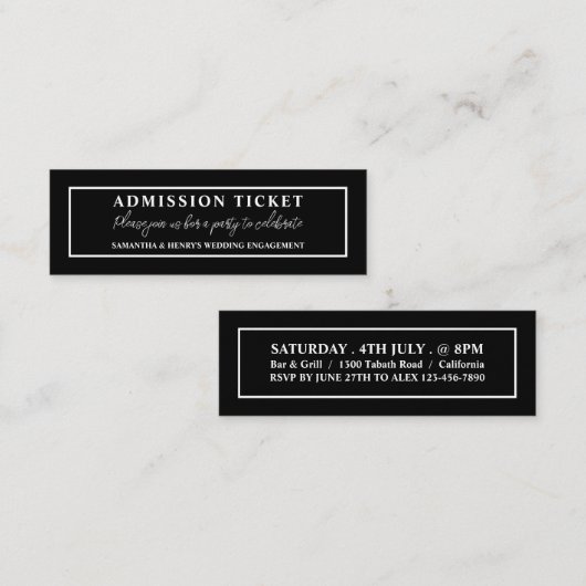 白黒入スタイリッシュ館チケット スキニー名刺 (正面/裏面)