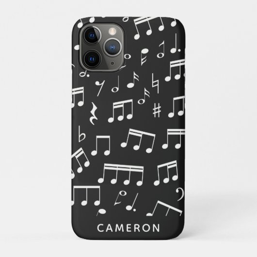 白黒内の音符パターンパーソナライズされた Case-Mate iPhoneケース (裏)