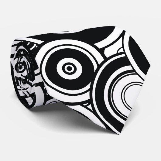 白黒円のタイ ネクタイ (ロール)