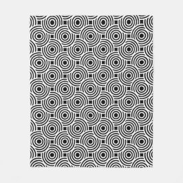 白黒円リングや輪スパイダーOp-Artパターン フリースブランケット