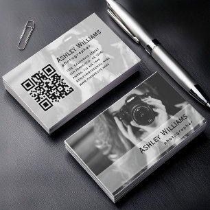 白黒写真とQRコードのカメラマン名刺 名刺