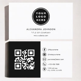 白黒写真とQRコードソーシャルメディア 名刺