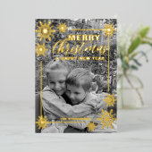 白黒写真のクリスマスと新年 箔シーズンカード (立ち正面)