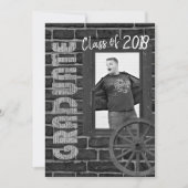 白黒写真のヴィンテージの卒業 招待状 (正面)