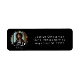 白黒写真の卒業差出人住所ラベル ラベル