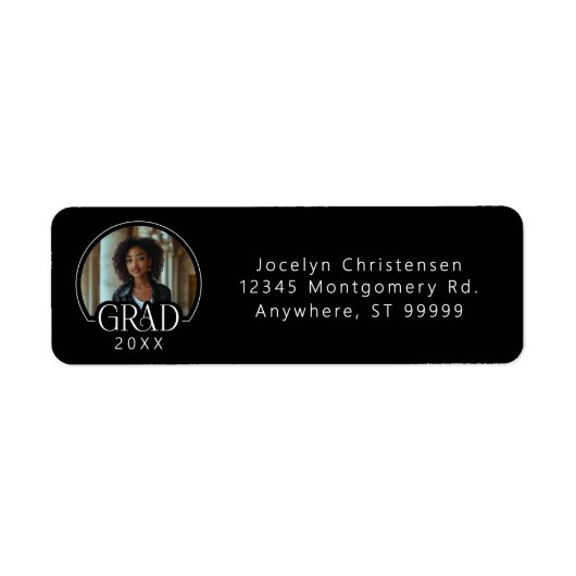 白黒写真の卒業差出人住所ラベル ラベル (正面)
