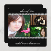 白黒写真の卒業縁ど式フローラ 招待状 (正面/裏面)