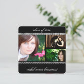 白黒写真の卒業縁ど式フローラ 招待状 (スタンド正面)