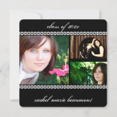 白黒写真の卒業縁ど式フローラ 招待状 (正面)