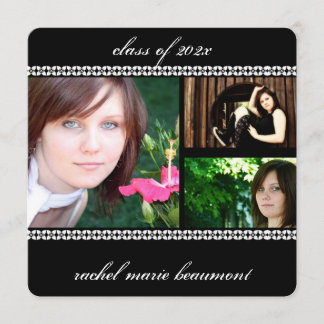 白黒写真の卒業縁ど式フローラ 招待状