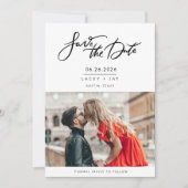 白黒写真の結婚式の日付の保存 セーブザデート (正面)