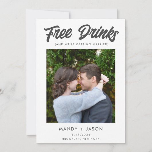 白黒写真の結婚式の日付の保存 セーブザデート (正面)