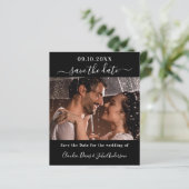 白黒写真の結婚式の日付カードを保存 (スタンド正面)