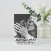 白黒写真の縦方向の日付スクリプトの保存 ポストカード (スタンド正面)