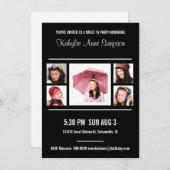 白黒写真の菓子16の誕生会 招待状 (正面/裏面)