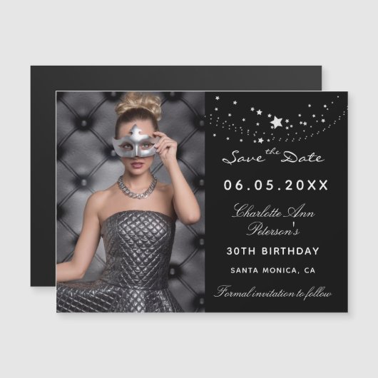 白黒写真の誕生日を保存する日付マグネット (正面/裏面)