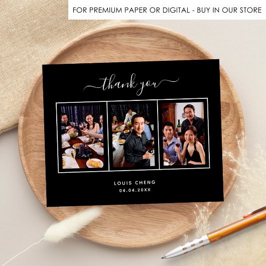 白黒写真の誕生日サンキューカード