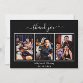 白黒写真の誕生日サンキューカード 招待状 (正面)