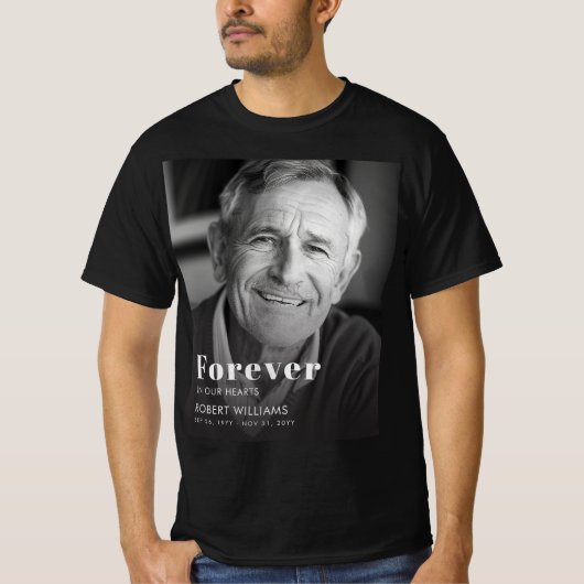 白黒写真の追悼メモリアル Tシャツ (正面)