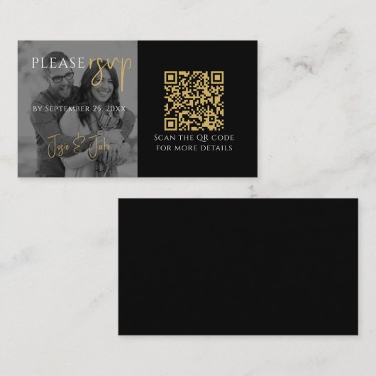 白黒写真のQRコード付き出欠確認カード エンクロージャーカード (正面/裏面)