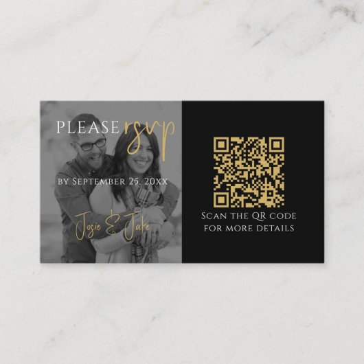 白黒写真のQRコード付き出欠確認カード エンクロージャーカード (正面)