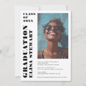 白黒写真はっきりした4枚モダン卒業 招待状 (正面)