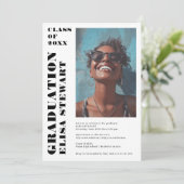 白黒写真はっきりした4枚モダン卒業 招待状 (スタンド正面)