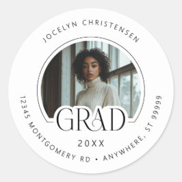 白黒写真アドレス大学院封筒用シール ラウンドシール