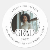 白黒写真アドレス大学院封筒用シール ラウンドシール (正面)