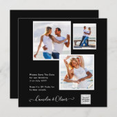 白黒写真ウェディングQRコード救日付 (正面/裏面)