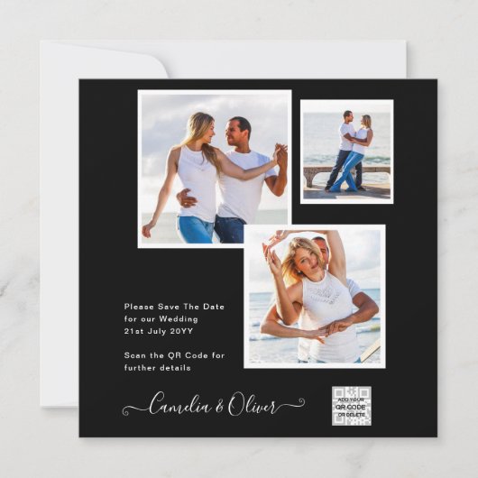 白黒写真ウェディングQRコード救日付 (正面)