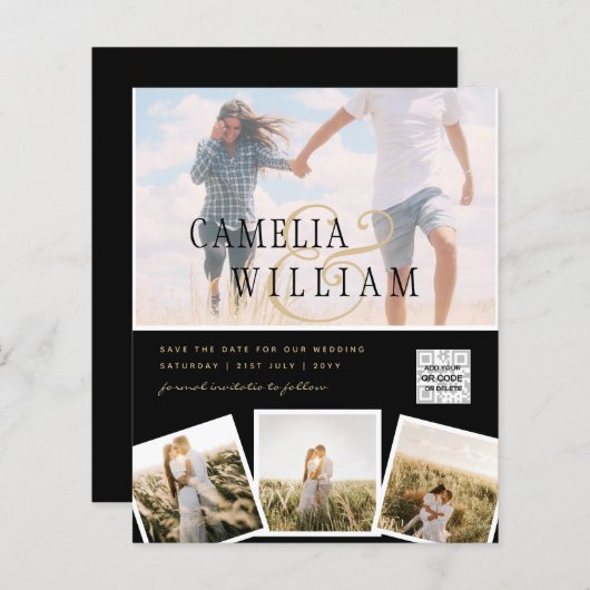 白黒写真ウェディングQRコード救日 (正面/裏面)