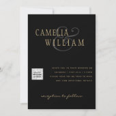 白黒写真ウェディングQRコード救日 招待状 (正面)