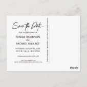 「白黒写真エンゲージメント セーブ・ザ・デート スクリプト」 ポストカード (裏面)