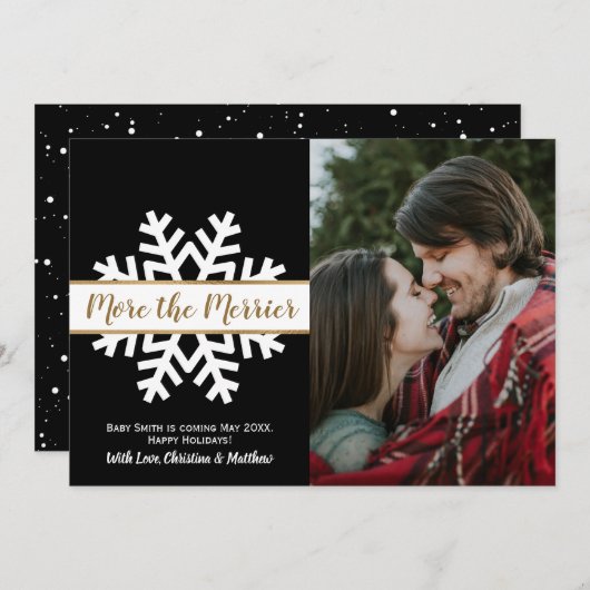 白黒写真クリスマス妊娠の発表 案内状 (正面/裏面)